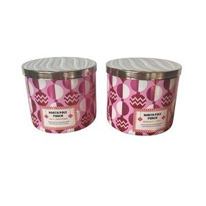 Bath & Body Works North Pole Punch (Cherry) 3 Wick Candles w/Essential Oils